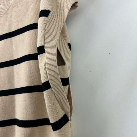 Evereve Korey Women’s XL Rayon Blend Striped Sweater Vest Short Sleeve Tan/Black - Picture 15 of 15